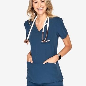 Figs Casma Scrub Top in Dark Harbor
